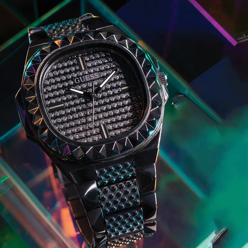 Guess Rebel Black Dial Couple Fashion Watch- GW0622G2/GW0601L2